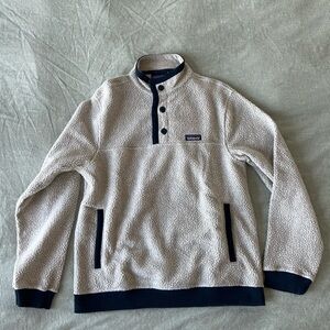 Patagonia Cream Fleece Pullover with Black Trim